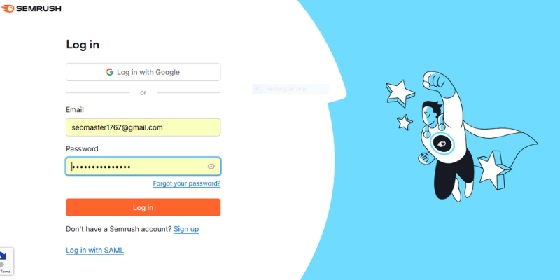 login semrush tool