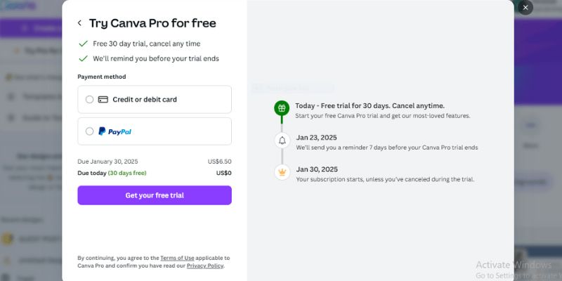 canva pro for free